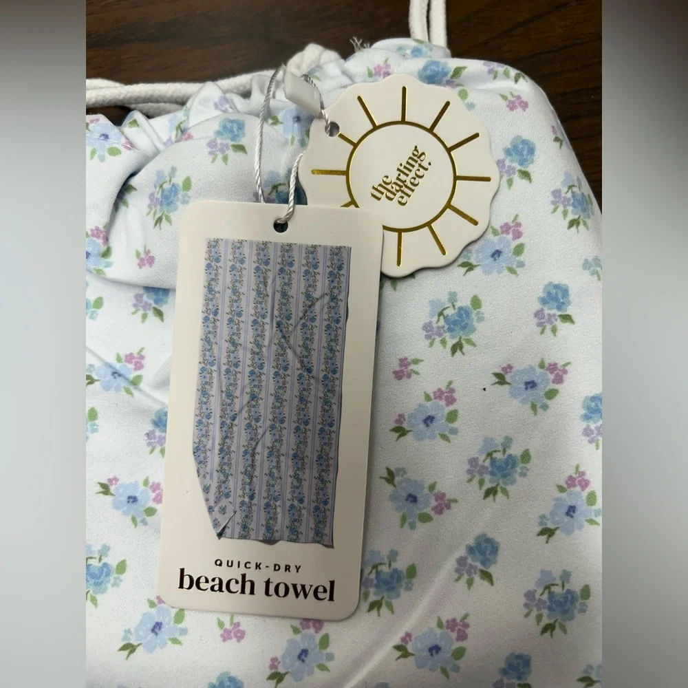 New The Darling Effect Petal Parade Blue XL Quick Dry Beach Towel - 2 Sided